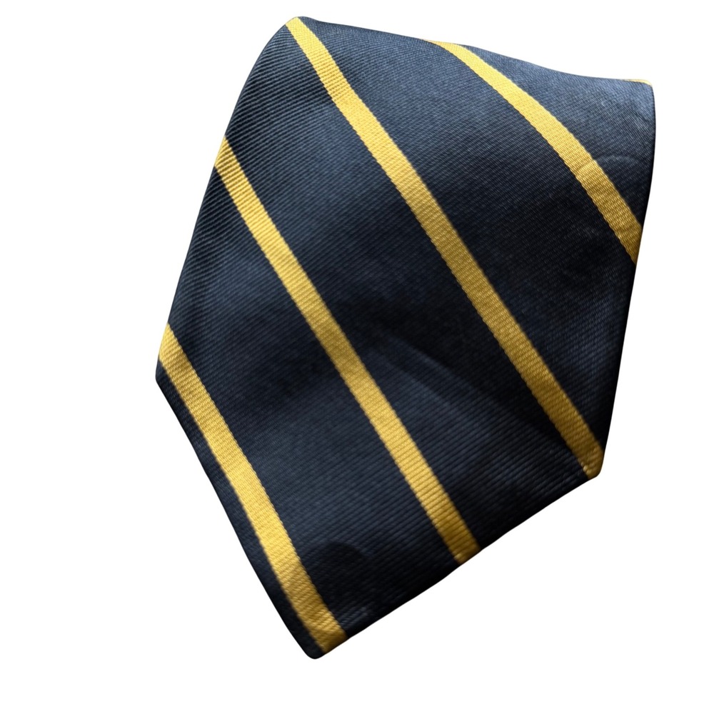 Brooks Brothers Makers Necktie Mens OS Navy Gold Silk Repp Striped USA Made